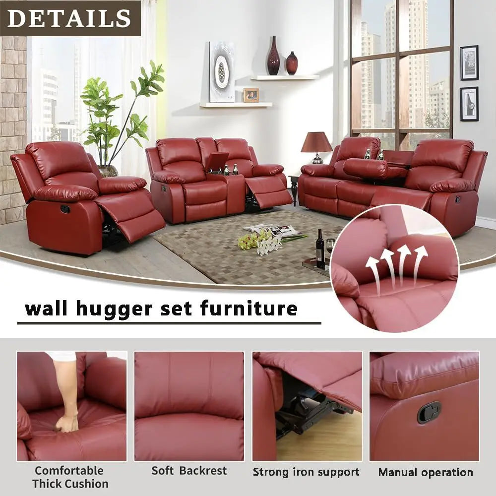 Living Room urniture Set Leather Recliner Soa Set Loveseat Chair urniture Soa Set or Living Room/Small Space/Rv/House/Oice/Theat