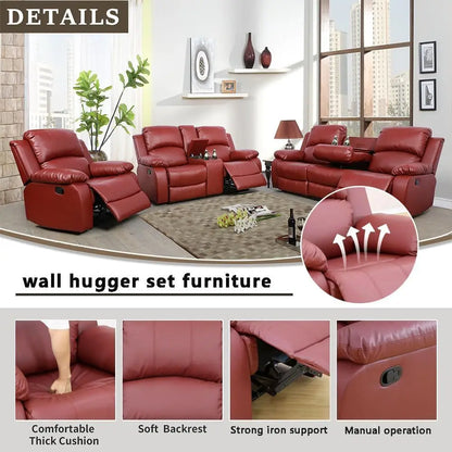 Living Room urniture Set Leather Recliner Soa Set Loveseat Chair urniture Soa Set or Living Room/Small Space/Rv/House/Oice/Theat