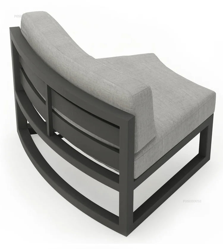 Outdoor Waterproof Sun Protection Garden Sofas Curved Outdoor Sofa Aluminum Alloy Courtyard Villa Reception Sofa Coffee Table Z