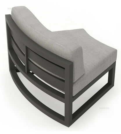 Outdoor Waterproof Sun Protection Garden Sofas Curved Outdoor Sofa Aluminum Alloy Courtyard Villa Reception Sofa Coffee Table Z