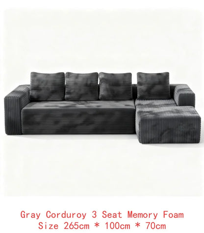 Modern L-Shaped Sectional Couch with Right-Facing Chaise, Upholstered Modular Sofa, Deep Seat Design for Living Room or