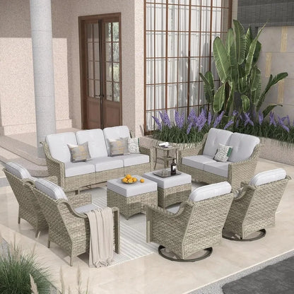 Rattan Outdoor Sofa Set for Patio, Garden, Poolside, and Deck Furniture