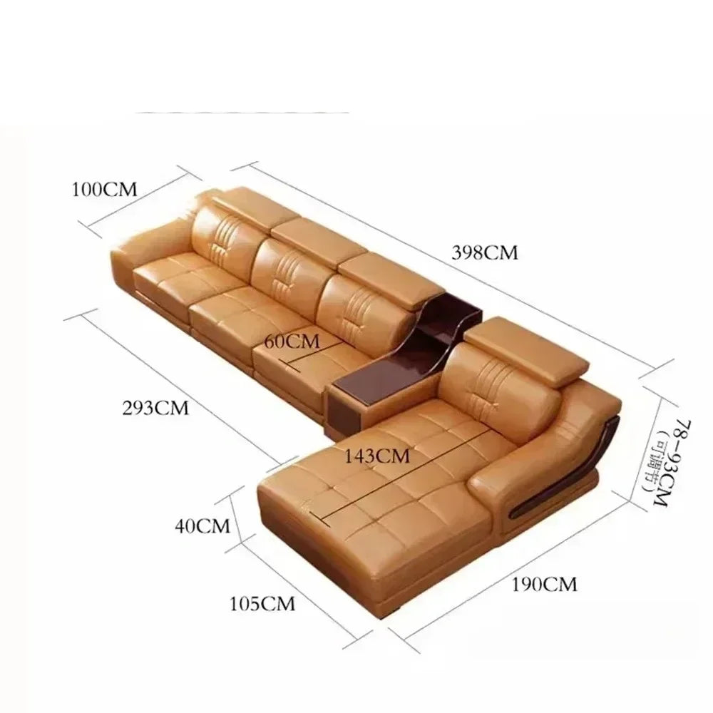 Linlamlim Premium Italian Genuine Leather Sofa Set Big Sectional Couch Living Room Sofas With Adjustable Headrest Home Furniture