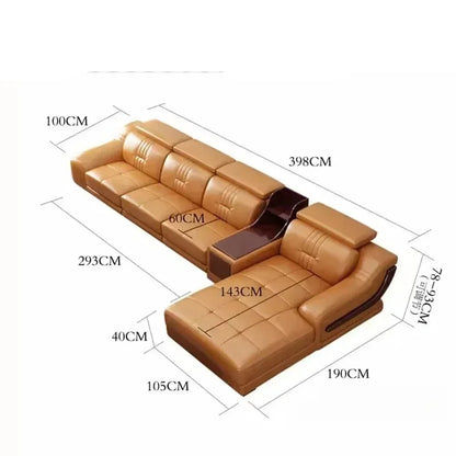 Linlamlim Premium Italian Genuine Leather Sofa Set Big Sectional Couch Living Room Sofas With Adjustable Headrest Home Furniture