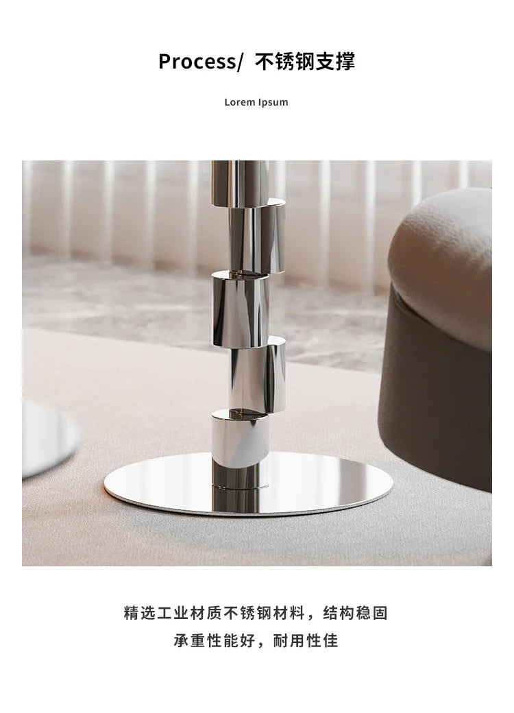 Medieval-Style Napoleon Marble Coffee Table, Designer Model for Home Use, Stainless Steel Corner Table for Living Room, Light Luxury Side Table for Bedroom