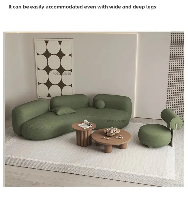 Lamb Velvet Curved Living Room Sofas Designer Living Room Furniture Beauty Salon Clothing Store Reception Sofa Luxury Sofa Bed
