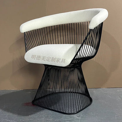 High-end stainless steel dining chair single sofa chair designer home living room wrought iron balcony