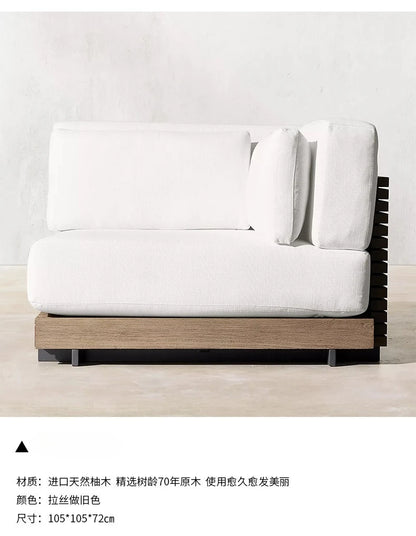 Nordic, outdoor, sofa, hotel, coffee table, outdoor, open-air, villa, solid wood, sofa, combination, courtyard, furniture