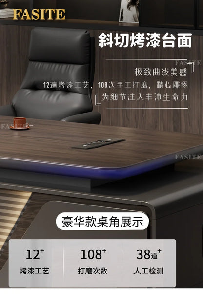 Modern boss desk light luxury high-end paint desktop large desk simple president table manager table and chair combination