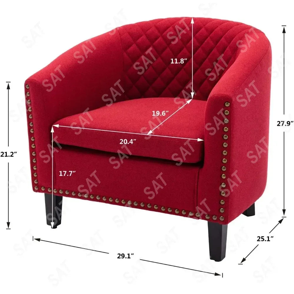 SAT2 for  Room Chair with Solid Wood Legs and Nailhead, Classic Upholstered Accent Armchair, Soft Linen Fabric Living Room Chair