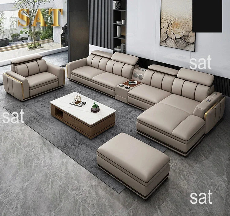 For Nordic 1 2 3  L Shape Luxury Leather Living Room Furniture Sectional Sofa Couch
