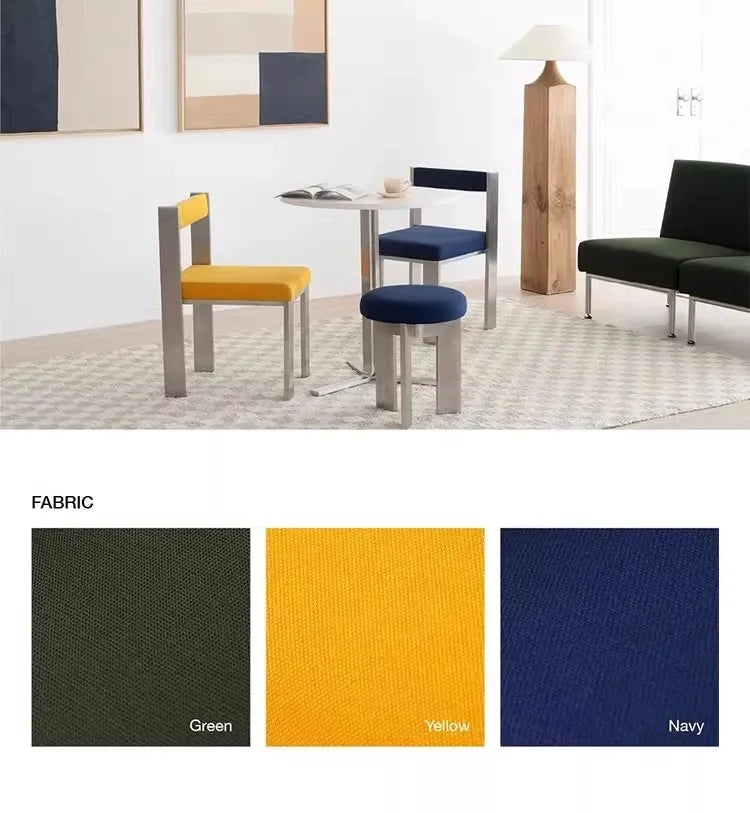European Style Light luxury Retro Home Use Stainless Steel Dining Chair Advanced Design Living Room Bedroom Leisure Single Chair