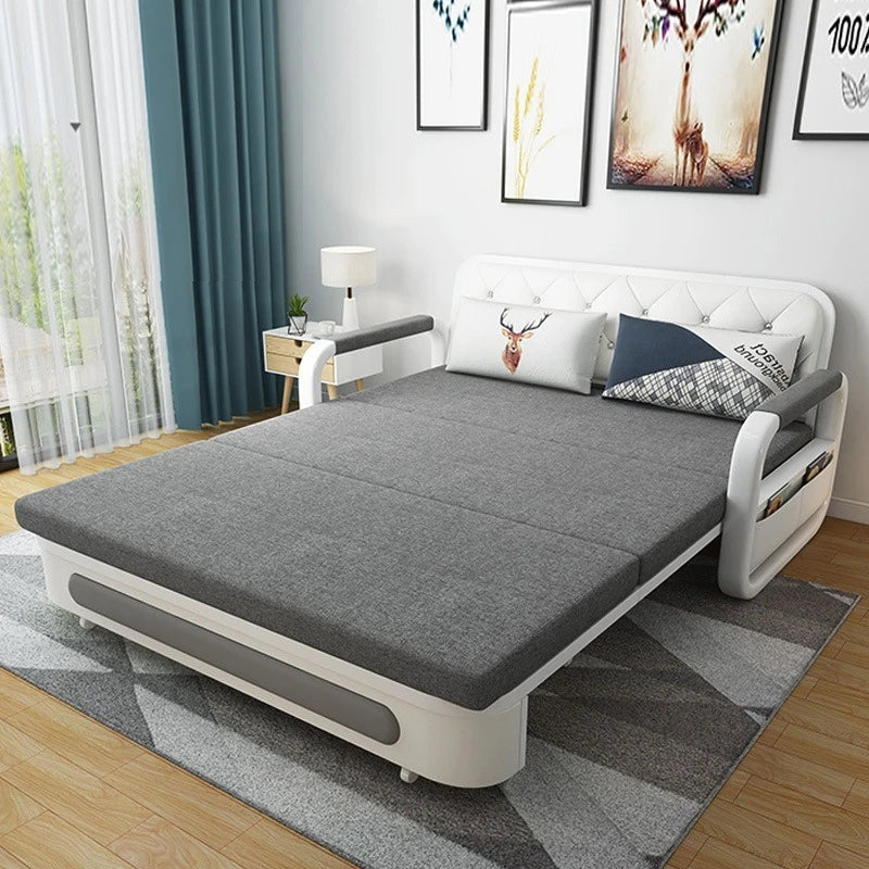Foldable Living Room Multifunctional Sofa Bed Fabric Sponge Filled Sitting and Lying Sofa Bed With Storage