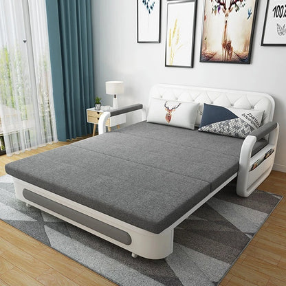 Foldable Living Room Multifunctional Sofa Bed Fabric Sponge Filled Sitting and Lying Sofa Bed With Storage