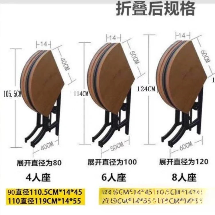 Modern simple solid wood round folding dining table multi-functional wrought iron household small apartment simple Internet