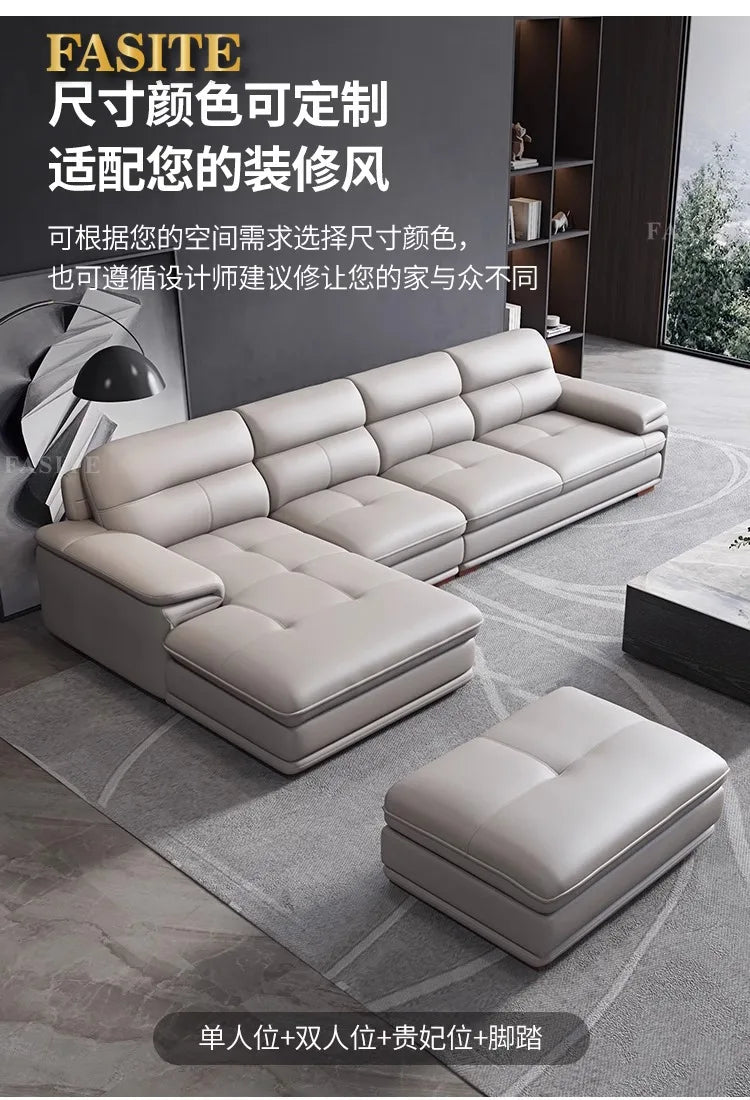 Leather sofa first layer cowhide modern simple size apartment living room left and right concubine leather sofa combination