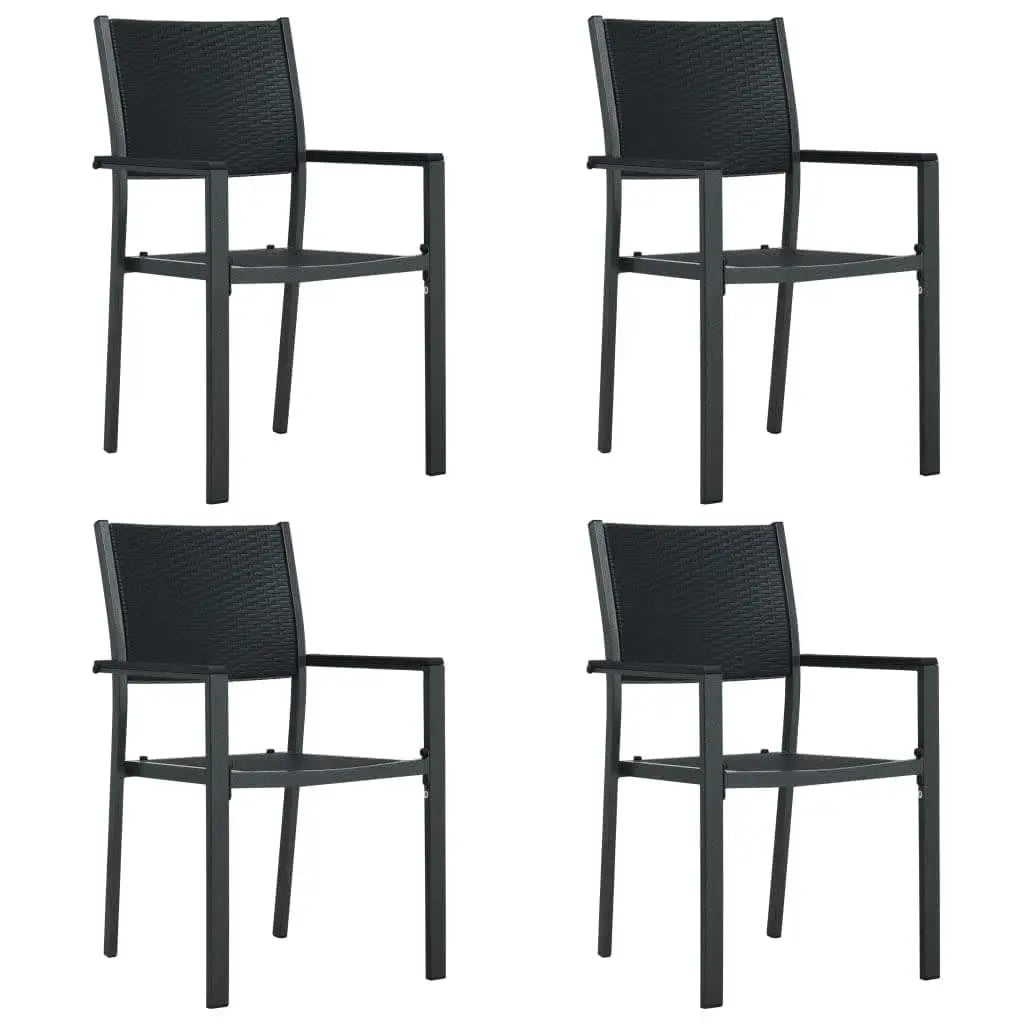 Black 5-Piece Patio Dining Set for Garden Use