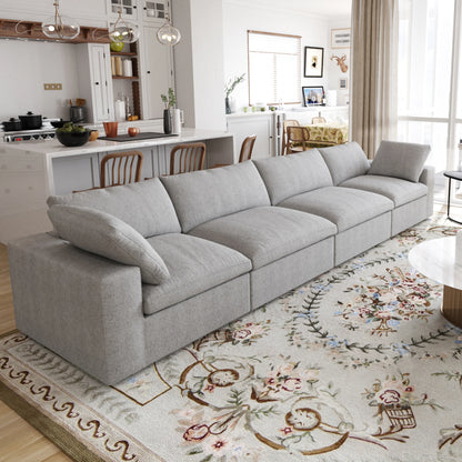 Living room inventory washable modern U-shaped 4-seat family white cloud modular combination sofa set