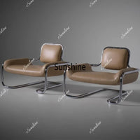 Nordic hardware leather bending chair simple living room balcony back chair