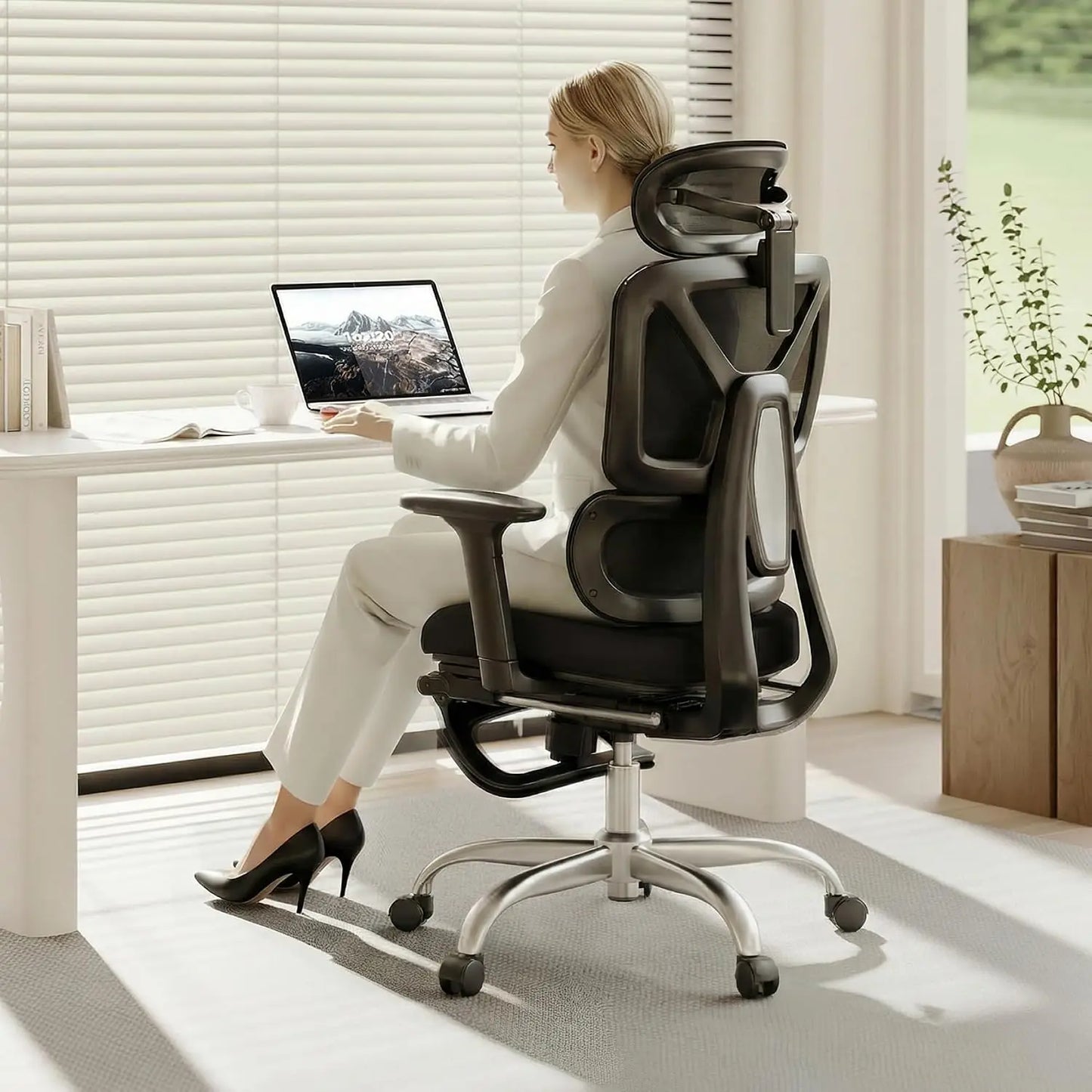 Premium Ergonomic Office Chair,3D Adjustable Armrests,Dynamic Lumbar Support,Recline Tilt & Footrest, Custom