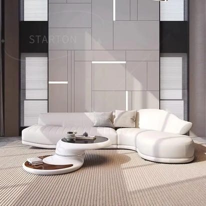 Nordic Modern Luxury Curved Leather Sofa Multi-seat Combination for Home Italian Design Living Room Villa Leather Sofa Set
