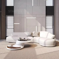 Nordic Modern Luxury Curved Leather Sofa Multi-seat Combination for Home Italian Design Living Room Villa Leather Sofa Set