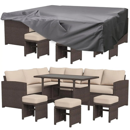 7 Pieces Patio Furniture Set with Waterproof Cover, Outdoor Sectional Sofa Conversation Set, All Weather Wicker, Customized