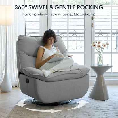 XRC7 Swivel Rocker Recliner Chair, 360° Swivel Oversized Armless Recliner with Oeko-TEX Certified Three-Proof, Customized