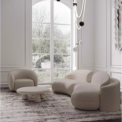 l # Nordic Stylish Cloud-Shape White Fabric Luxury Sofa Set with Coffee Table Creative Modern Home Living Room Furniture for Hot