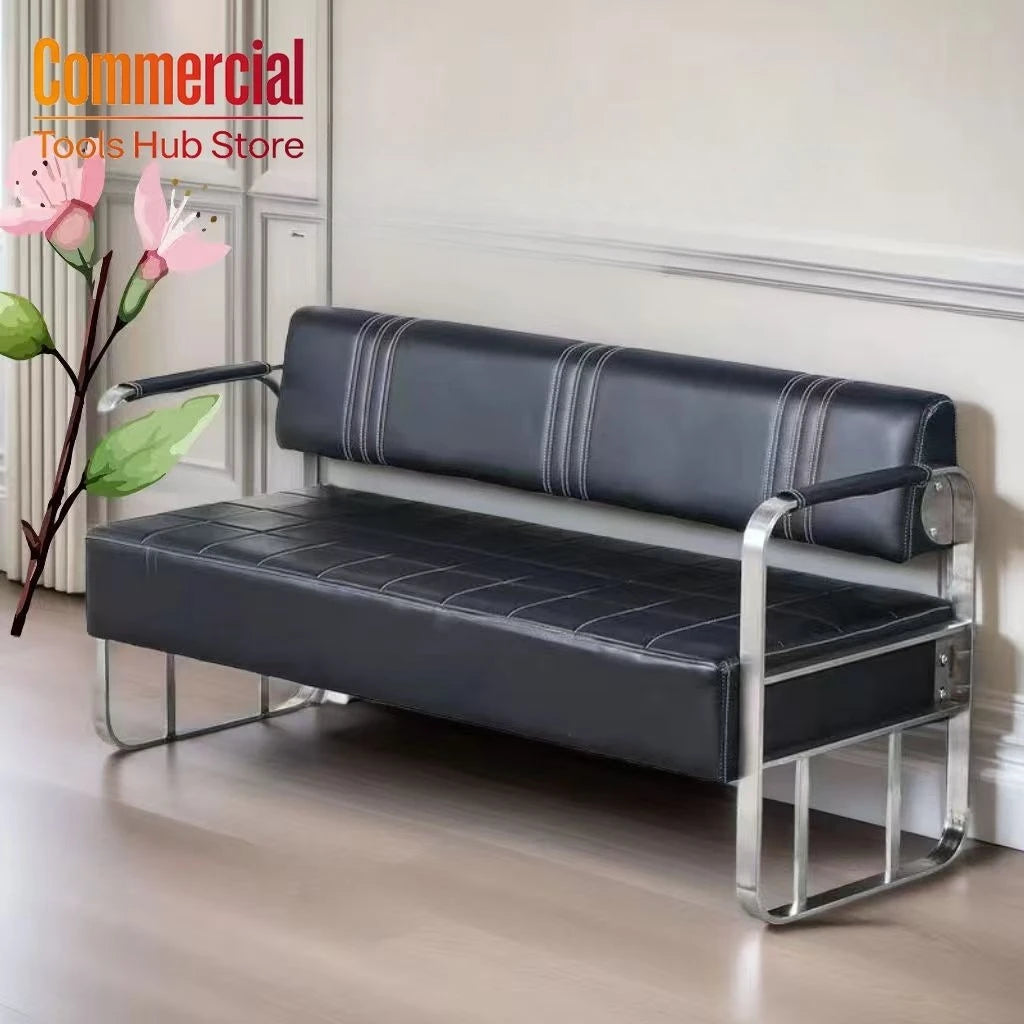 Internet celebrity barber shop sofa waiting chair hair salon hair and nail salon rest area light luxury stainless steel long