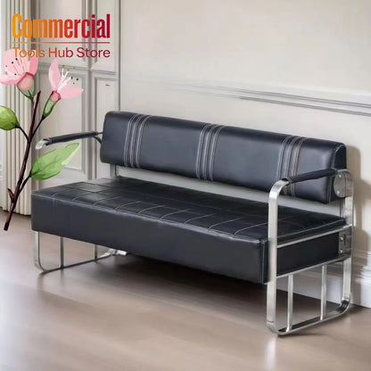 Internet celebrity barber shop sofa waiting chair hair salon hair and nail salon rest area light luxury stainless steel long