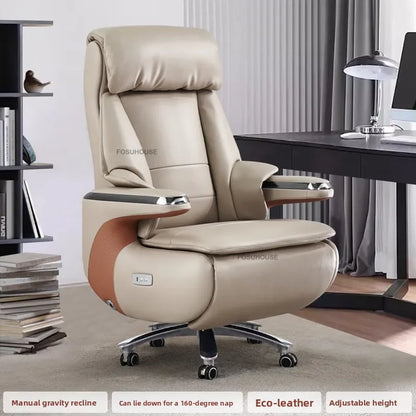 Electric Reclining Office Chairs European Bedroom Furniture Nordic Leather Executive Computer Armchair Home Ergonomic Desk Chair
