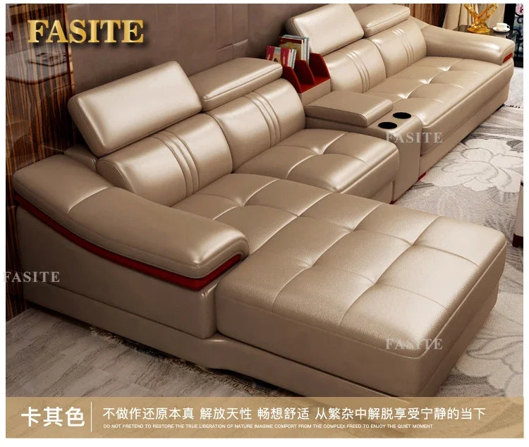Genuine leather sofa head layer cowhide small unit,simple and modern functional, fashionable leather sofa combination decoration