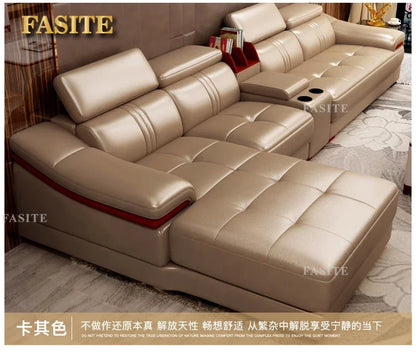 Genuine leather sofa head layer cowhide small unit,simple and modern functional, fashionable leather sofa combination decoration