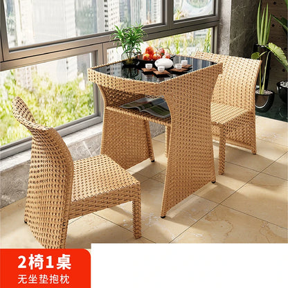 Balcony rattan chair three-piece outdoor courtyard combination small table and chair casual coffee table