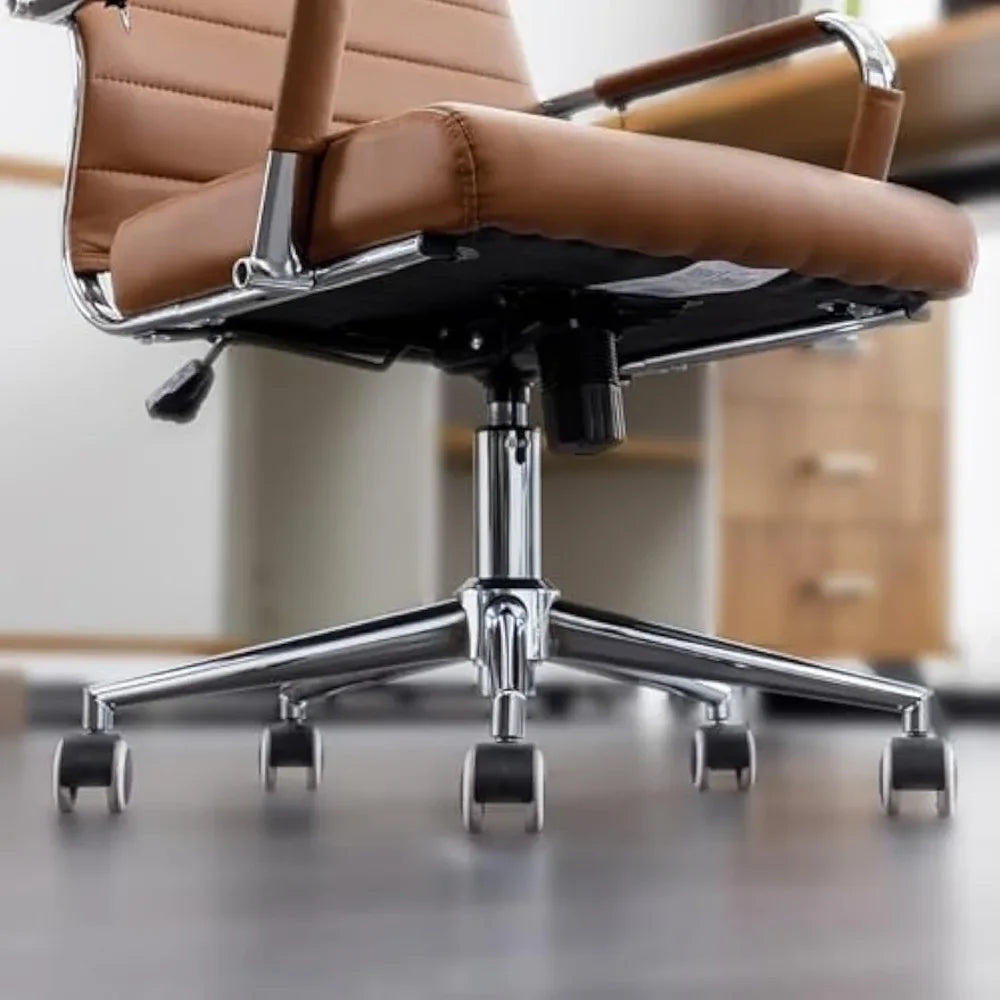 Home Office Chair Ribbed, Modern Leather Conference Waiting Room Chairs,Ergonomic Office Desk Chair, High Back Executive Compute