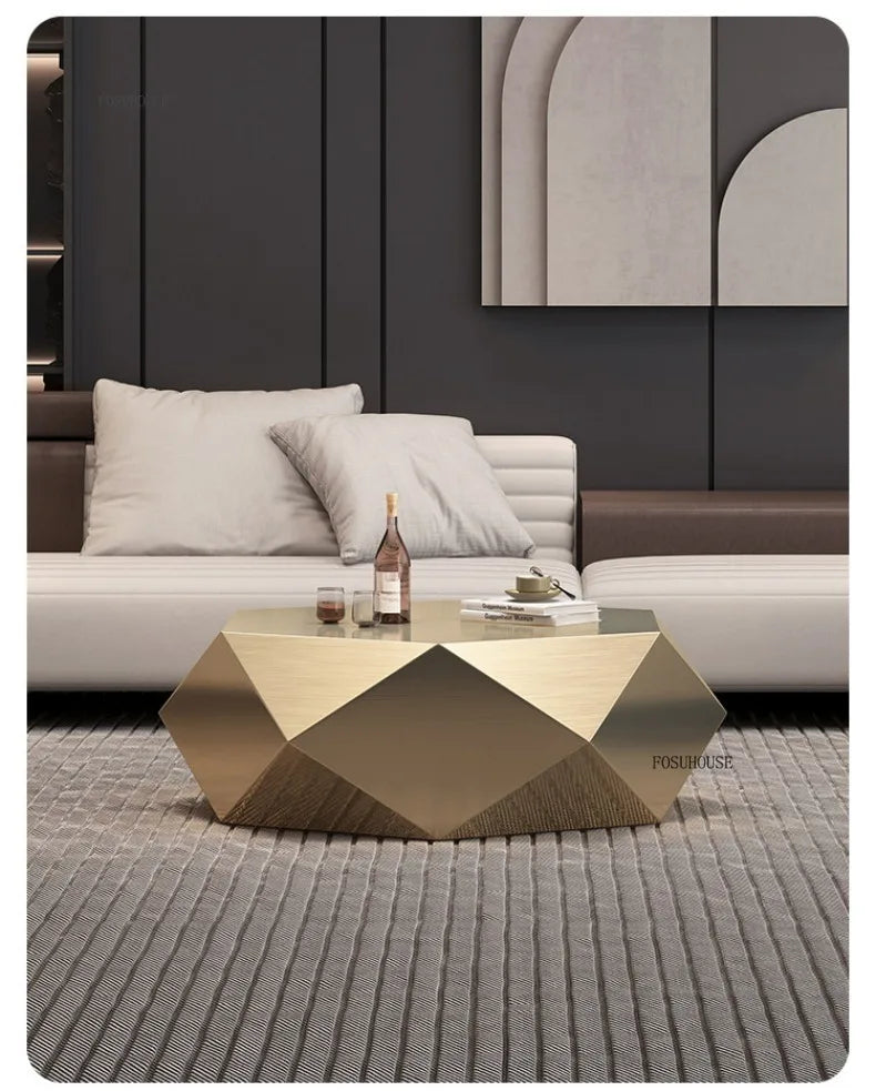 Minimalist Italian Coffee Tables for Living Room Irregularly Shaped Gold Metal Side Tables Luxury High-end Table for Office