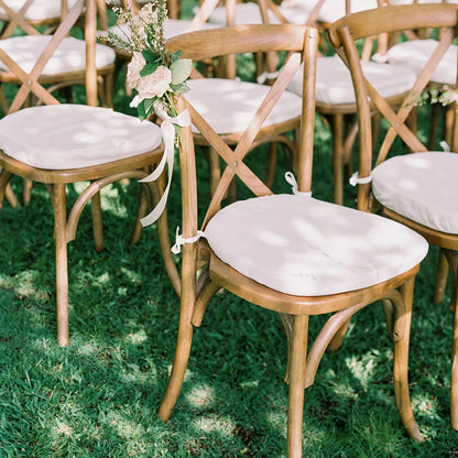 Stackable Natural Wood Grain Cross Back Chair for Outdoor Events Party Wedding