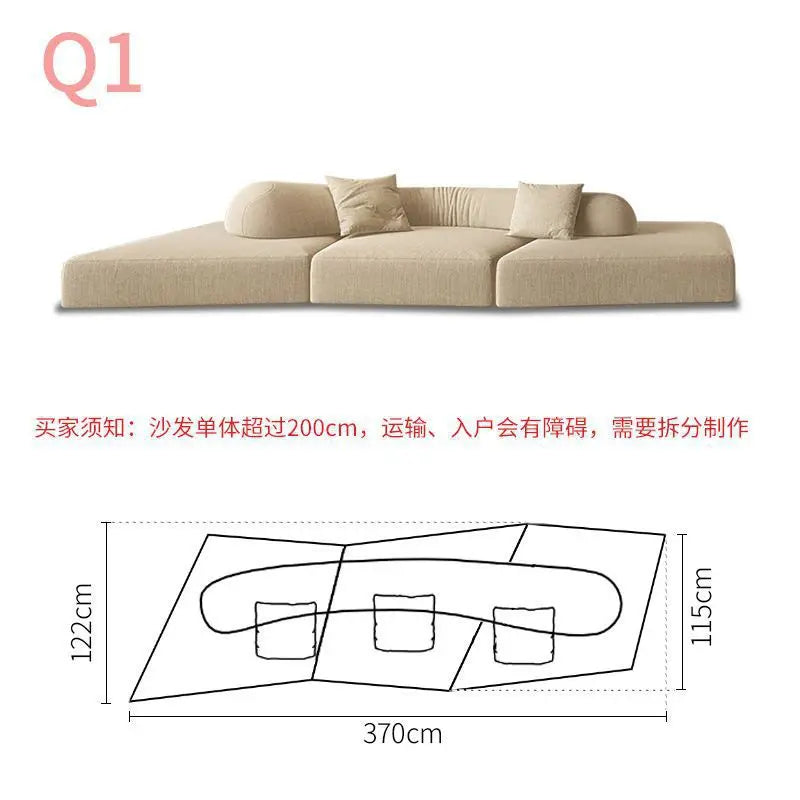 Fabric Sofa Combination Villa Large Apartment Sitting Italian Rock Irregular Special-shaped Large Flat Edta Double-sided