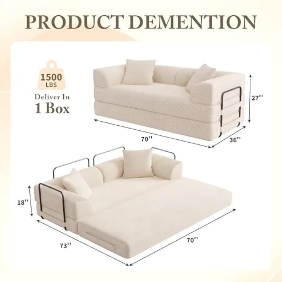 Cloud Boneless Convertible Floor Sofa Bed, 70