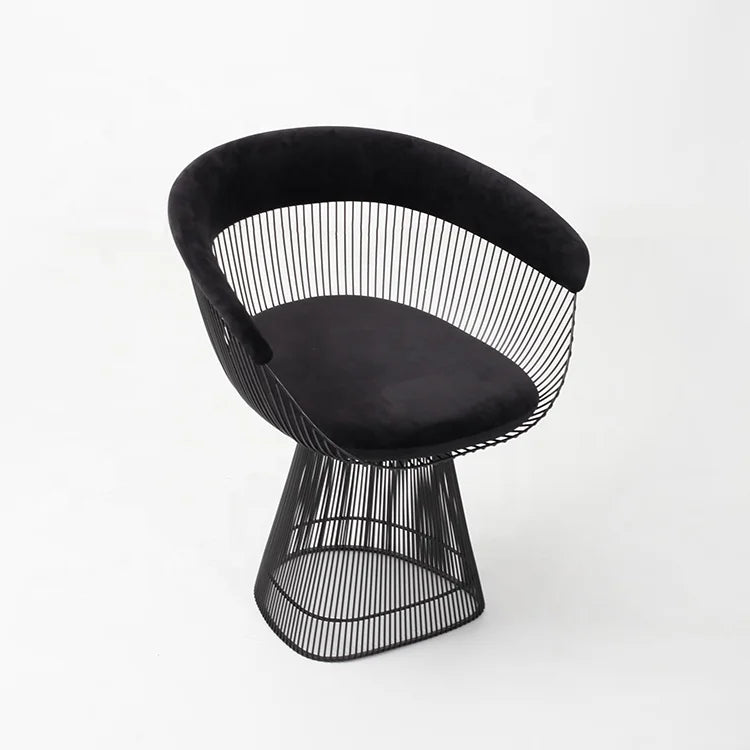 2025 Modern Luxury Black Painting Stainless Steel Dining Chair for Home Velvet Single Sofa Chairs Dining Table Chairs
