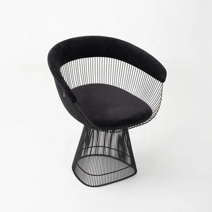 2025 Modern Luxury Black Painting Stainless Steel Dining Chair for Home Velvet Single Sofa Chairs Dining Table Chairs