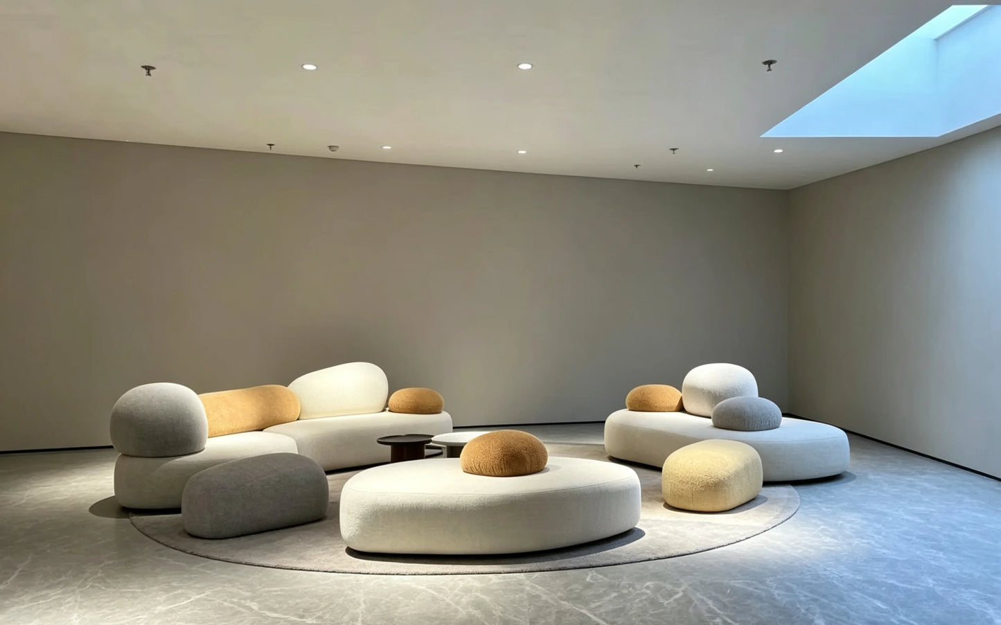 Italian minimalist pebble art sofa villa large flat living room special-shaped module fabric sofa Internet celebrity
