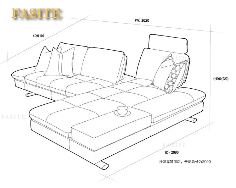 real leather sofa sectional living room sofa corner home furniture couch L shape functional backrest modern stainless steel legs