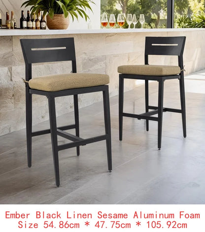 Modern Outdoor 2-Piece Swivel Bar Chairs - Aluminum Frame, 360° Swivel, Ergonomic Backrest, Tapered Legs, Sunbrella Cushion,