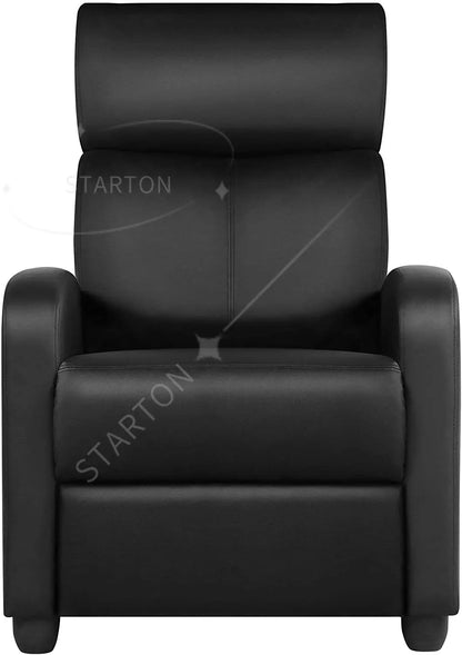 Single Recliner Chair PU Leather Push Back Leisure Chair for Home Theater Bedroom Apartment Dining Hotel