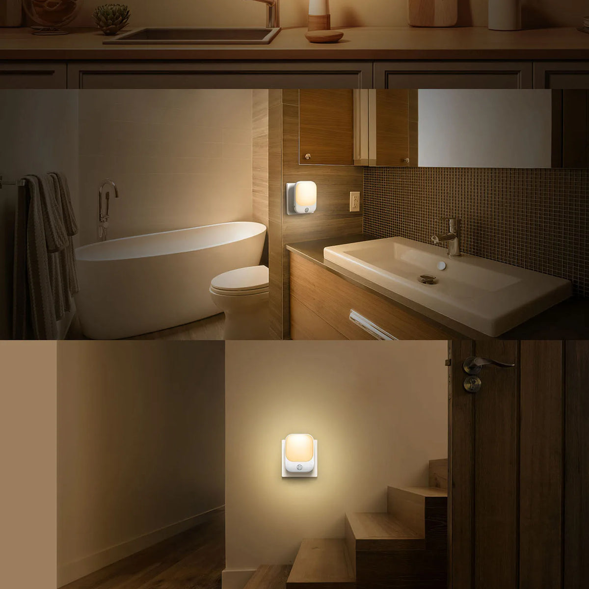 1pc/2pcs EU Plug in LED Motion Sensor Night Lights for Kids Bedroom Auto Dusk to Dawn Sensor Dimmable Wireless Cabinet Lamp