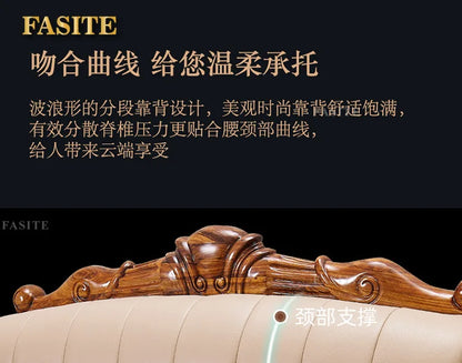 European leather sofa corner combination home high-end luxury living room new Chinese first layer cowhide solid wood