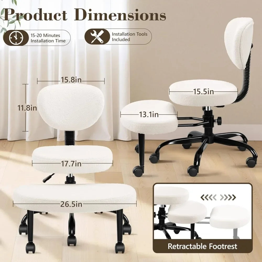 Cross Leg Chair - Meditation Chair with Wheels, ADHD Chair, Height Adjustable Seat, Adjustable Footstool