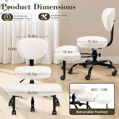 Cross Leg Chair - Meditation Chair with Wheels, ADHD Chair, Height Adjustable Seat, Adjustable Footstool
